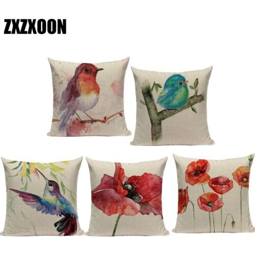 Decorative Throw Pillows Case Animals Lovely Plant Birds Flower Sofa Car Home Cushion Cover Decoration for Living Room