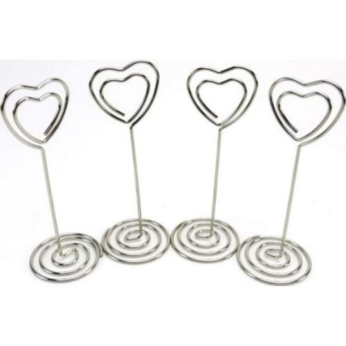 Place Card Love Holders Clips Wedding Cafes Table Photo Memo Number Name Holder Clip Anniversary baby shower Party decor silver
