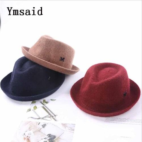 Childrens Wool Jazz Hat Autumn and Winter New Boy Girl Retro Baby England Gentleman M LOGO Panama Hat