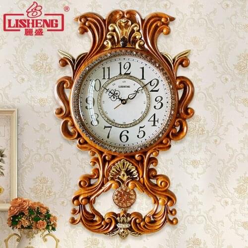 European Retro Wall Clock Mute Living Room Clock Quartz Clock Hanging Table Bedroom Restaurant Modern American Wall Clocks