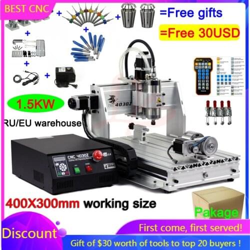 1500W 1.5KW CNC Router Machine YOOCNC 4030 Water-cooled 3040 USB 4030Z CNC engraving Drilling Milling Machine for metal