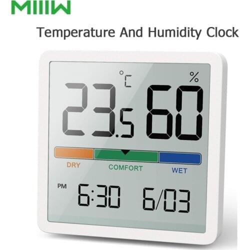 Hot Xiaomi Miiiw Mute Temperature Humidity Clock Home Indoor High-precision Baby Room C/F Temperature Monitor Huge LCD Screen