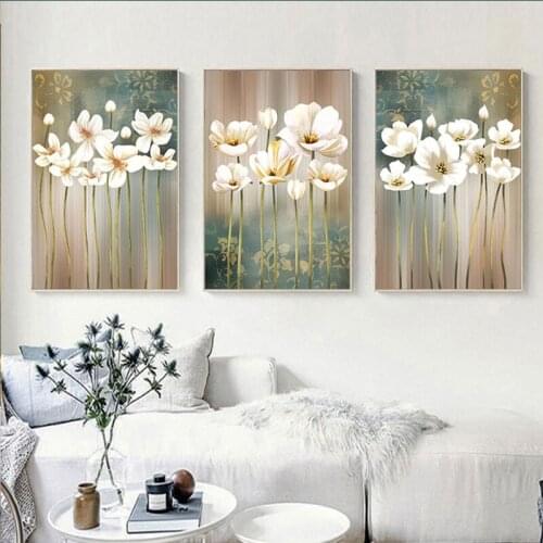 Abstract White Flowers 5d diy diamond painting full square/round mosaic cross stitch diamond embroidery home nordic wall art