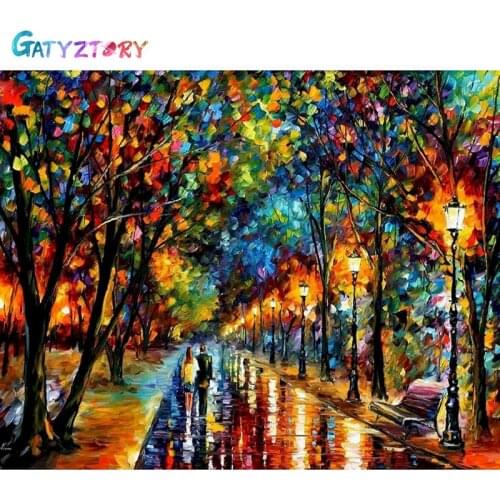 GATYZTORY DIY Painting By Numbers Romantic Street View Oil Painting Landscape HandPainted Acrylic Painting Home Decoration