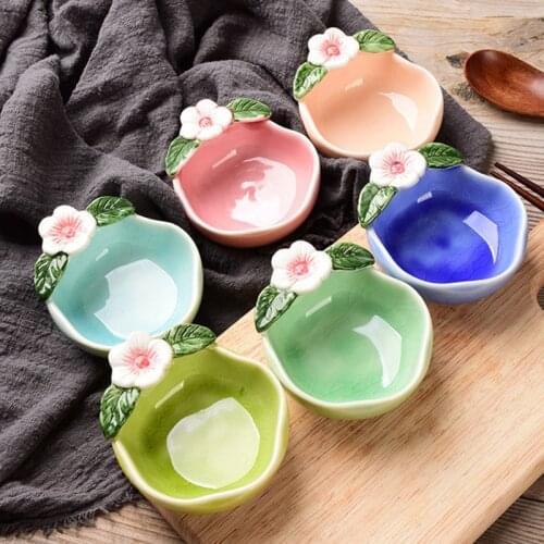 Ceramic Crafts Dish Ice Crack Plum Blossom Flavoring Plate Soy Sauce Vinegar Dish Kitchen Tabeware Dinnerware Tool