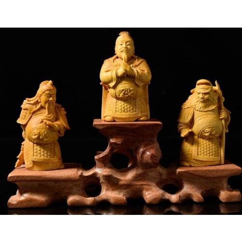 Chinese history three kingdoms Liu Guan zhang sculpture carving statue wall home decor lucky decoration accessories