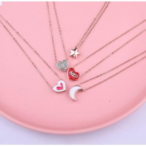 Korean girl child charm necklace, exquisite ladies love moon star necklace Pendant necklace,choker necklace Любовное ожерелье
