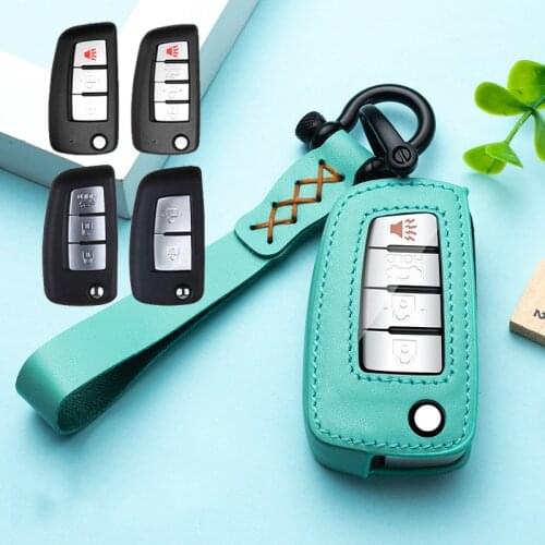 Leather Car Key Case Full Cover for Nissan X-Trail T32 Rogue Juke F15 Qashqai J11 Murano MAXIMA ALTIMA Micra Pulsar Accessories