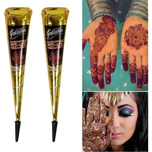 1/2PCS Body Art Paint DIY Waterproof Temporary Drawing Indian Henna Tattoo Cone Cream Black Color Henna Mehndi Paste Hand Finger