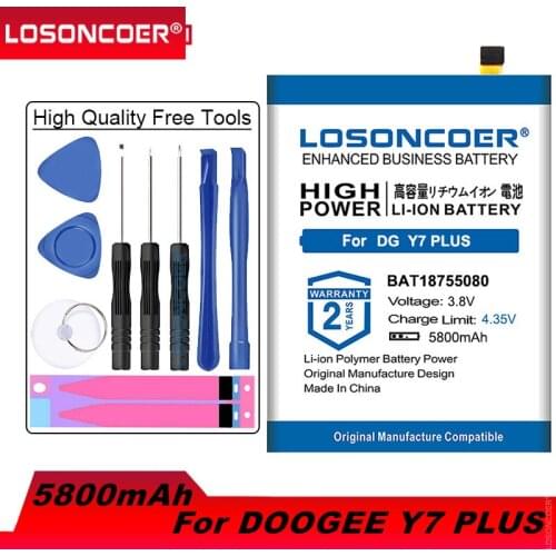 LOSONCOER BAT48755080 Y7 Plus 5800mAh Latest Production Battery For DOOGEE Y7 Plus Smart Phone Batteries+Quick Arrive
