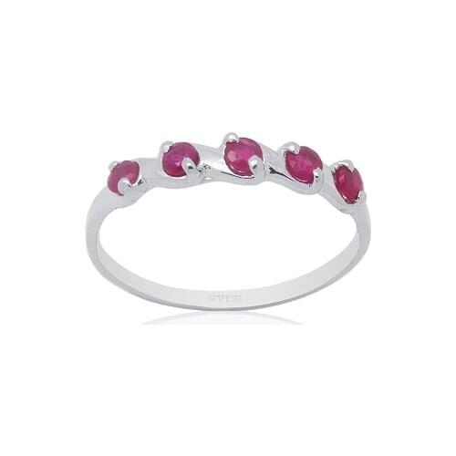 Fashion Silver Ruby Ring for Daily Wear 2mm Natural Ruby Silver Ring 925 Sterling Silver Ruby Jewelry