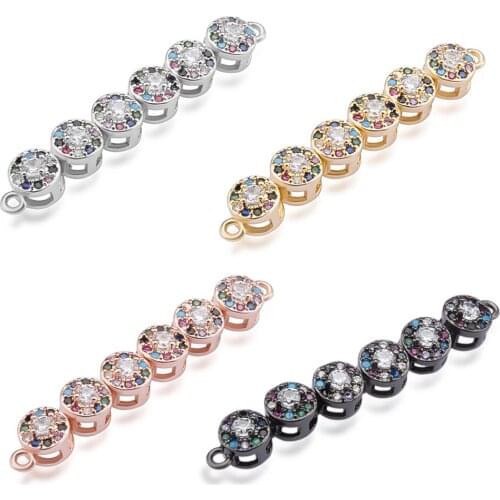 Fashion Micro Pave Color Zircon Hollow Cylindrical Jewelry Accessories Bracelet Anklet Accessories Wholesale