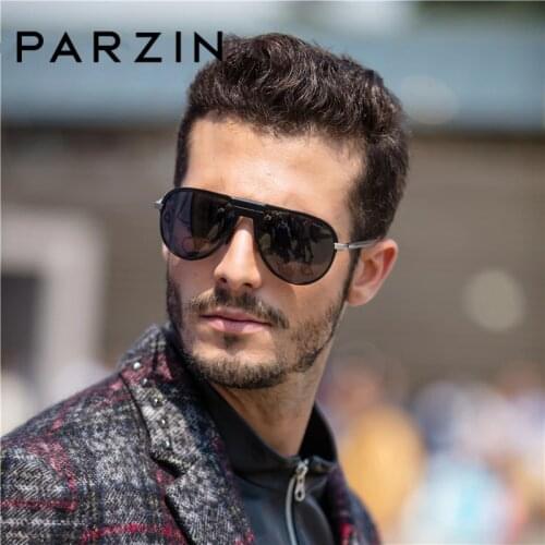 PARZIN Brand Polarized Sunglasses Men Classical Driving Glasses Shield Anti UV400 Pilot Retro Lens Light Metal Frame 8133