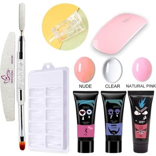 Nail Lamp Nail Art Kit Manicure Set Extend Builder Nail Polish Kits Finger Nail Extension Brush UV LED Acrylic Builder Gel TSLM1