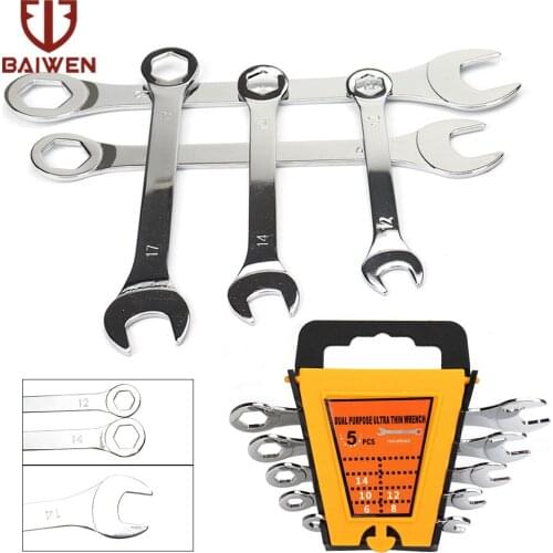 5 Pack Mini Combination Metric Wrench Set Spaner Hand Power Tools 6-Points Torque Gear Socket Repair Tool with Portable Box