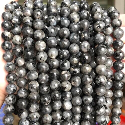 Natural Labradorite Larvikite Round Loose Stone Beads For Jewelry Making 15.5" Pick Size 4-12 mm DIY Bracelet Necklace Wholesale