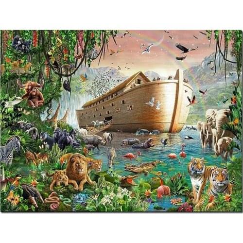 Noahs Ark Animals Zoo carnival Full drills diamond painting Rhinestone Mosaic Diamond panda lion dolphin 3d Cross Stitch N708