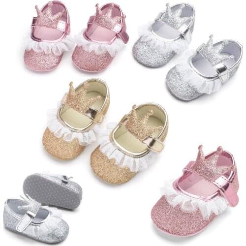 2019 New Fashion Newborn Baby Girl Glitter Crib Shoes Anti-slip Soft Sole Sneakers Prewalker