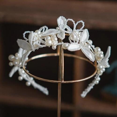 New Arrival Headband Beaded Bridal Headband White Flowers Wedding Hair Accessories