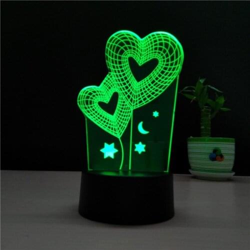 Valentines Day Gift 3D Lamp LED Night Light 7 Colors Table Lamp Bluetooth Speaker Lighting for Wife Girlfriend Kids Gift