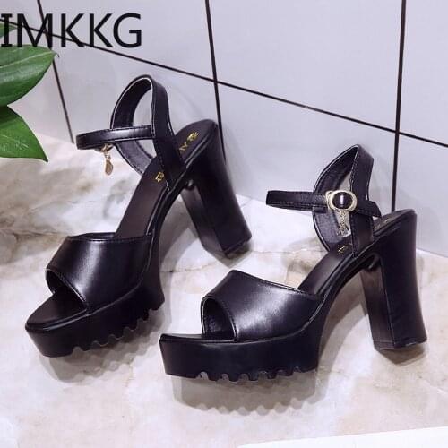 Beaded Sandals Women Fish Mouth Platform High Heels Wedge Sandals Buckle Slope Sandals summer Shoes Flat Bottom Sandals Q00144