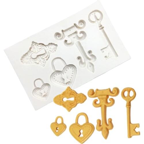 Key Lock Silicone Mold Sugarcraft Cupcake Baking Mold Fondant Cake Decorating Tools