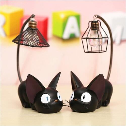Anime Kikis Delivery Service JiJi Lovely Cartoon Small Cat Resin Night Light Home Decor Bedroom LED Lamp Lights For Kids Gift