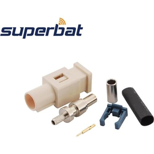 Superbat 10pcs Fakra Connector crimp Plug Male Apply to Radio With Phantom supply long version for cable RG316 RG174 LMR100