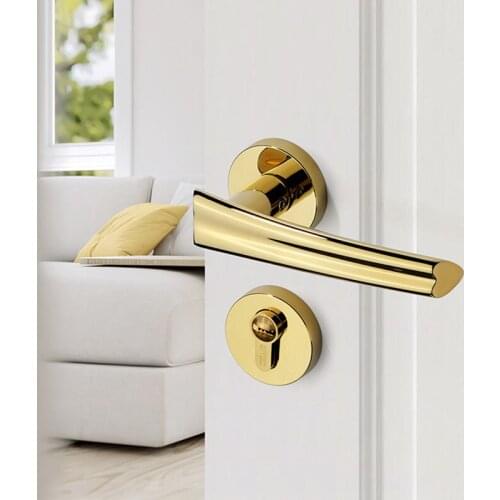 Modern Interior Mute Door Handle Lock Zinc Alloy Split Locks Bedroom Silent Mechanical Lockset Home Hardware Accessories