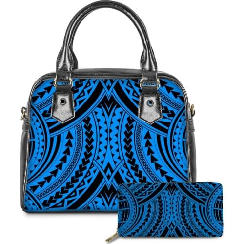 Shoulder Bag and Purse Set Tahiti Polynesian Women PU Leather Handbag Female Casual Large Soft Tote Bag Elegant Bolsa Mujer 2021