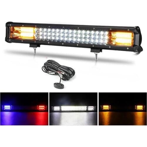 20 Inch Led Light Bar Triple Row Bar Combo Beam Dual Color White Yellow Light Strobe With Cable For Truck Auto SUV Offroad