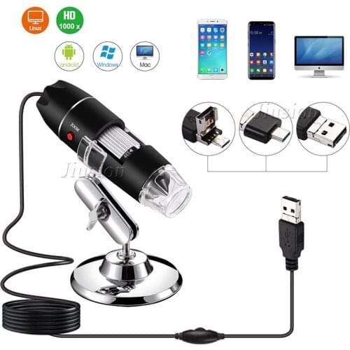 USB Digital Microscope 500X-1600X Zoom 8 LED Light Mini Camera Magnifier Inspection Cam Endoscope Home School Stereo Microscopes