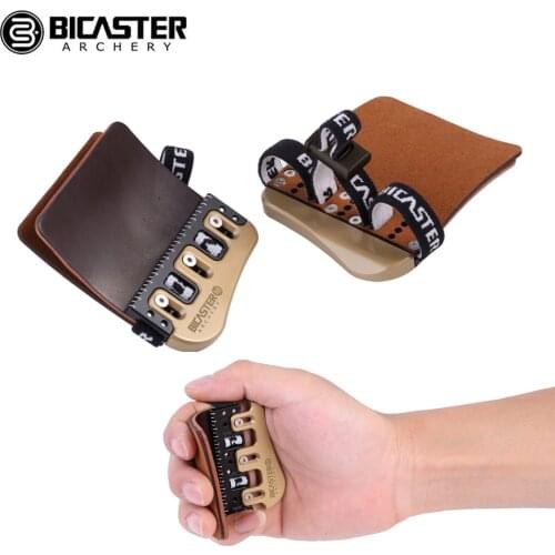 Bicaster Barebow Finger Tab Horween Cordovan Leather + Brass Plate Archery Finger Guards