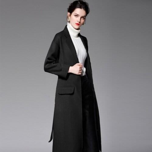 Womens winter overcoats black Double-sided wool cashmere outwear casual 2019 autumn plus size ladies fashion long free ship