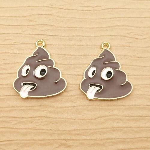 10pcs 18x20mm cartoon shit enamel charm for jewelry making cute earring pendant bracelet necklace charms diy design charms