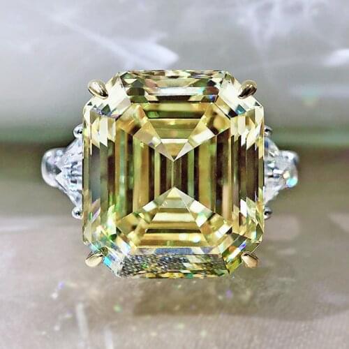 100% 925 Sterling Silver Sparkling 13*16mm High Carbon Diamond Topaz Wedding Rings For Women Party Fine Jewelry