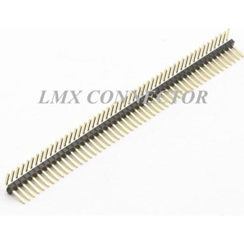 20PCS 1.27mm Male Pin Header Connector 1x40P/50P Single Row Right Argle Copper Gold Plated