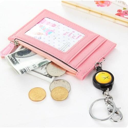 2019 Women Card Holder Soft Leather Key Chain Bag Small Card Wallets Mini Credit Card Case Organzier Female Coin Bags