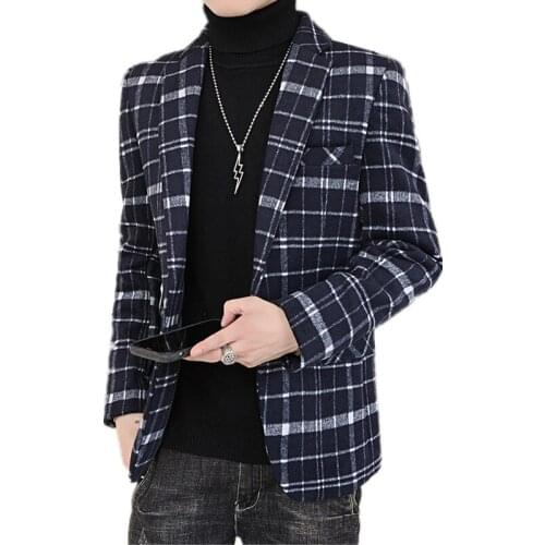 2021 Fashion New Mens Casual Boutique Business Dress Suit Jacket / Male Slim Fit Groomsman Wedding Plaid Blazer Jacket Coat