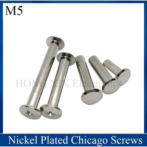 20pcs M5*6-30mm Length Nickel Plated Chicago Screws, Snap Rivet Books Butt Screw, Photo Album Binding Screw