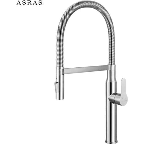 AS-3054 Wand Rotating Hot and Cold Kitchen Sink Faucet 304 Stainless Steel Pullout Mixer Washbasin Spring Pulldown Tap
