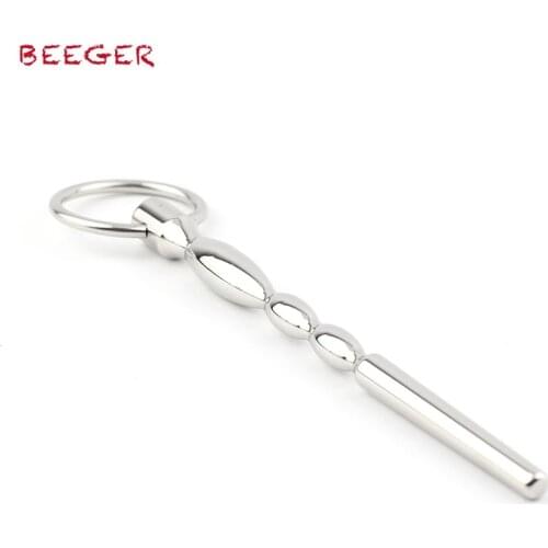 BEEGER POP Penis Plug Sounding Toy With Tiered Waves and Glans Ring