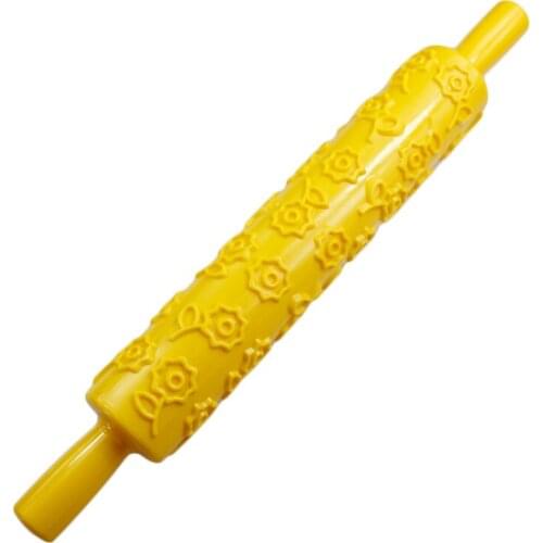 Free shipping flower shaped non-stick rolling pin cupcake roll textured plastic rolling pin fondant cake decor tools