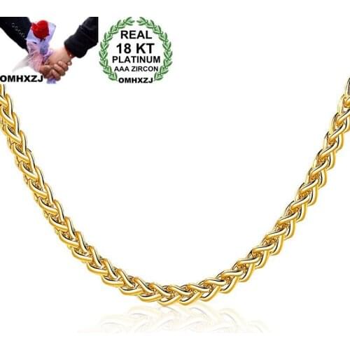 OMHXZJ Wholesale Personality Fashion Man Male Party Wedding Gift Gold 3.5MM Thick Chain 18KT Gold Chain Necklace NC148