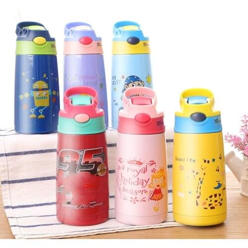 New 400ML babys stuff vacuum Hot water bottle handgrip children Powdered Milk kettle Stainless steel 304 straw thermos flasks