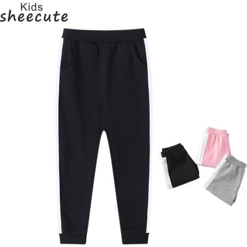 Childrens Pants 2019 New Kids' Sports Boys Girls' Loose-Knit Cotton White-Edged Leisure Pants