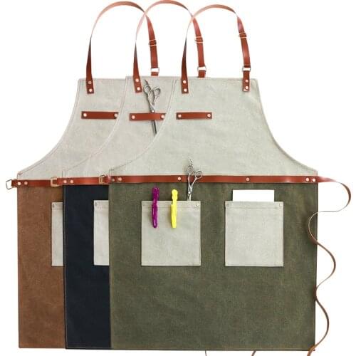 Patchwork Denim Pocket Coffee Pinafore House Cleaning Bibs Cafe Shop Cooking Baking Accessories Canvas Apron Kitchen Accessories