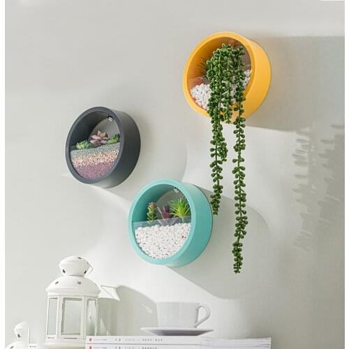 New Flower Pots Home Indoor Wall Decoration Planting Flower Pots Hanging Round Planter Pot With Light Tube Drop Shipping