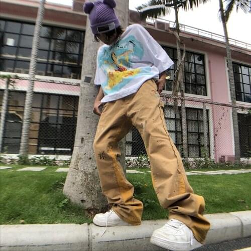 Hiphop mens fashion brand high street splash ink jeans lovers fashion