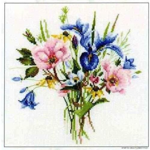 Cross stitch Handmade 14CT Counted Canvas DIY,Cross-stitch kits,Embroidery VPWP701 Bouquet-Wild Flowers 28-29